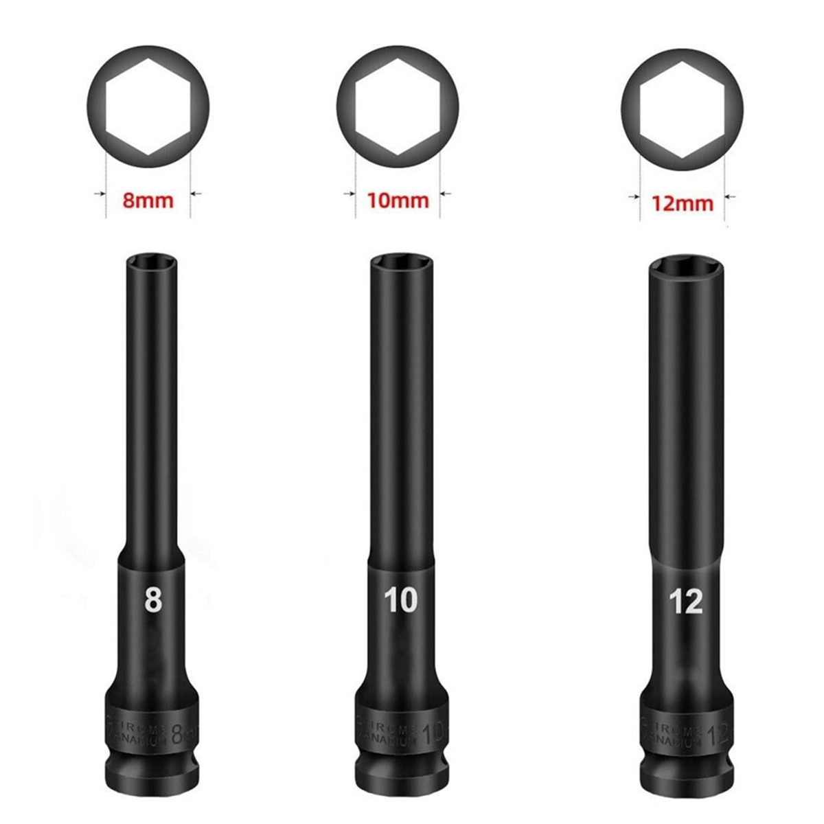 Socket Wrench - A002 3 adet 1/2 sürücü altıgen